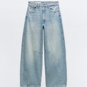 NWT ZARA TRF MID WAIST BAGGY BALLOON JEANS